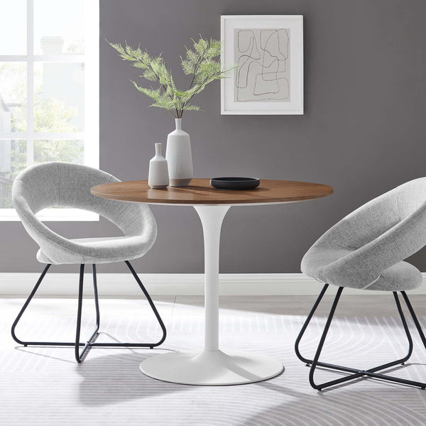 Modway Furniture Pursuit 40" Round Dining Table - Mid-Century Modern Pedestal Design for Small Spaces, Easy Care Walnut White EEI-6313-WAL-WHI