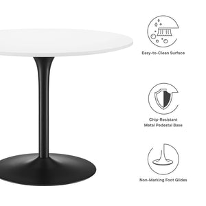 Modway Furniture Pursuit 40" Round Dining Table - Mid-Century Modern Pedestal Design for Small Spaces, Easy Care White Black EEI-6313-WHI-BLK