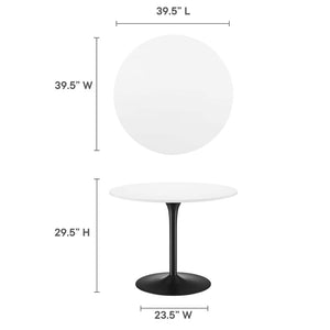 Modway Furniture Pursuit 40" Round Dining Table - Mid-Century Modern Pedestal Design for Small Spaces, Easy Care White Black EEI-6313-WHI-BLK