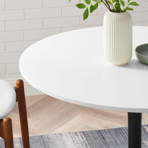 Modway Furniture Pursuit 40" Round Dining Table - Mid-Century Modern Pedestal Design for Small Spaces, Easy Care White Black EEI-6313-WHI-BLK