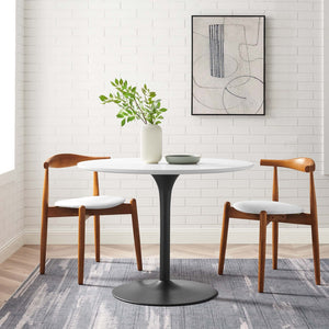 Modway Furniture Pursuit 40" Round Dining Table - Mid-Century Modern Pedestal Design for Small Spaces, Easy Care White Black EEI-6313-WHI-BLK