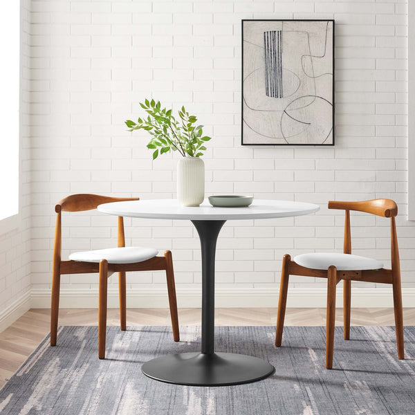 Modway Furniture Pursuit 40" Round Dining Table - Mid-Century Modern Pedestal Design for Small Spaces, Easy Care White Black EEI-6313-WHI-BLK