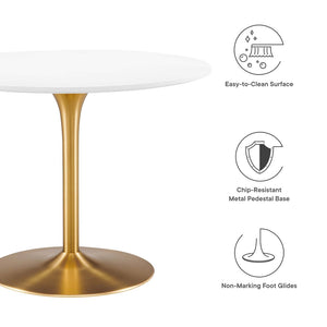 Modway Furniture Pursuit 40" Round Dining Table - Mid-Century Modern Pedestal Design for Small Spaces, Easy Care White Gold EEI-6313-WHI-GLD