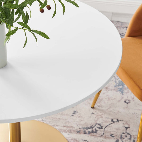 Modway Furniture Pursuit 40" Round Dining Table - Mid-Century Modern Pedestal Design for Small Spaces, Easy Care White Gold EEI-6313-WHI-GLD