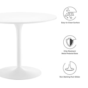 Modway Furniture Pursuit 40" Round Dining Table - Mid-Century Modern Pedestal Design for Small Spaces, Easy Care White White EEI-6313-WHI-WHI