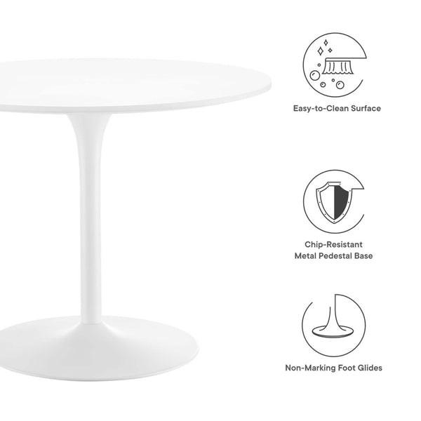Modway Furniture Pursuit 40" Round Dining Table - Mid-Century Modern Pedestal Design for Small Spaces, Easy Care White White EEI-6313-WHI-WHI