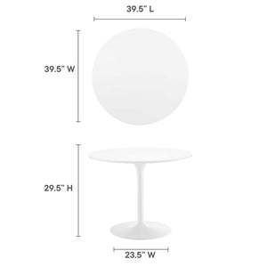 Modway Furniture Pursuit 40" Round Dining Table - Mid-Century Modern Pedestal Design for Small Spaces, Easy Care White White EEI-6313-WHI-WHI