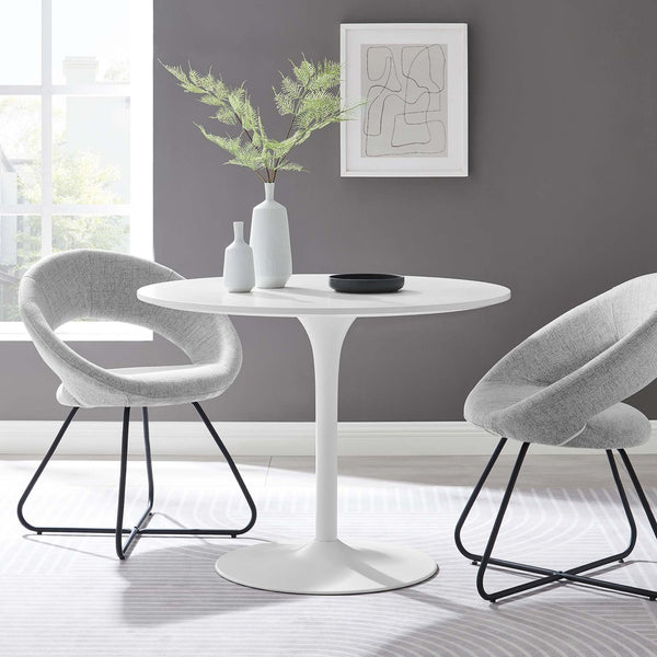 Modway Furniture Pursuit 40" Round Dining Table - Mid-Century Modern Pedestal Design for Small Spaces, Easy Care White White EEI-6313-WHI-WHI