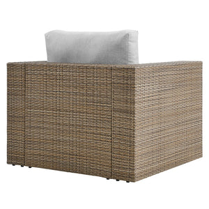 Modway Furniture Convene Outdoor Patio Armchair - Modern All-Weather Seating with Plush Cushions for Ultimate Comfort Cappuccino Gray EEI-6326-CAP-GRY