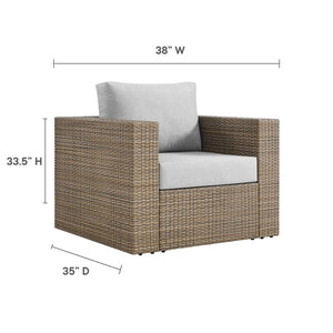 Modway Furniture Convene Outdoor Patio Armchair - Modern All-Weather Seating with Plush Cushions for Ultimate Comfort Cappuccino Gray EEI-6326-CAP-GRY