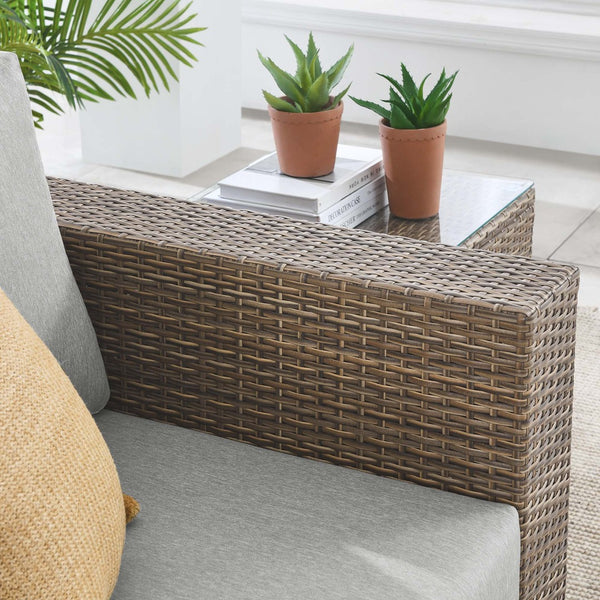 Modway Furniture Convene Outdoor Patio Armchair - Modern All-Weather Seating with Plush Cushions for Ultimate Comfort Cappuccino Gray EEI-6326-CAP-GRY