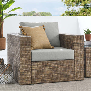 Modway Furniture Convene Outdoor Patio Armchair - Modern All-Weather Seating with Plush Cushions for Ultimate Comfort Cappuccino Gray EEI-6326-CAP-GRY