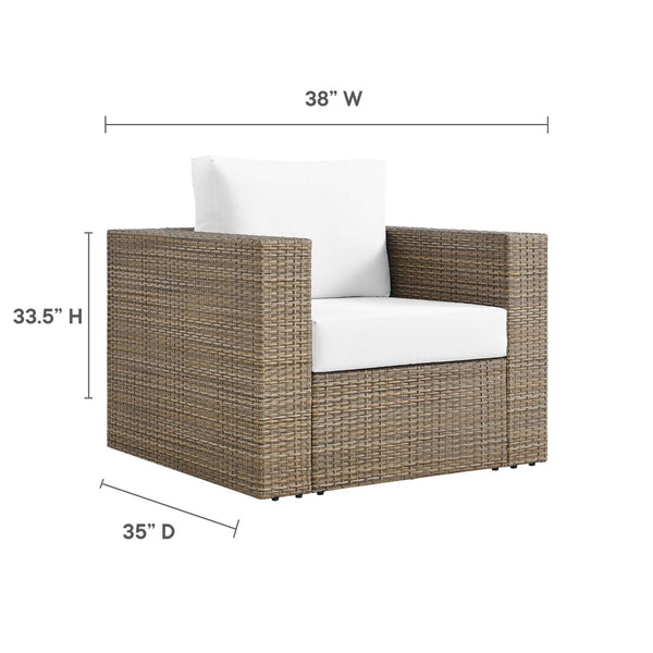Modway Furniture Convene Outdoor Patio Armchair - Modern All-Weather Seating with Plush Cushions for Ultimate Comfort Cappuccino White EEI-6326-CAP-WHI