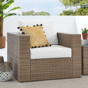 Modway Furniture Convene Outdoor Patio Armchair - Modern All-Weather Seating with Plush Cushions for Ultimate Comfort Cappuccino White EEI-6326-CAP-WHI