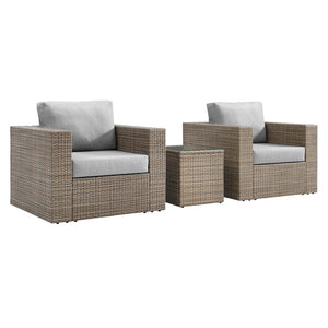Modway Furniture Convene 3-Piece Outdoor Patio Furniture Set - Stylish, Weather-Resistant Rattan with Cushions & Table Cappuccino Gray EEI-6327-CAP-GRY