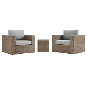 Modway Furniture Convene 3-Piece Outdoor Patio Furniture Set - Stylish, Weather-Resistant Rattan with Cushions & Table Cappuccino Gray EEI-6327-CAP-GRY
