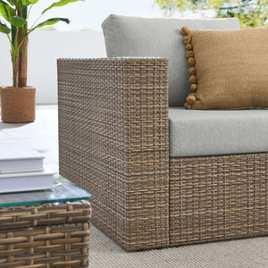 Modway Furniture Convene 3-Piece Outdoor Patio Furniture Set - Stylish, Weather-Resistant Rattan with Cushions & Table Cappuccino Gray EEI-6327-CAP-GRY