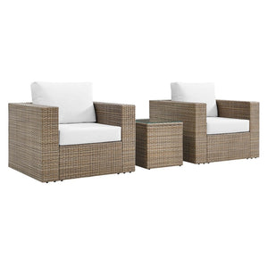 Modway Furniture Convene 3-Piece Outdoor Patio Furniture Set - Stylish, Weather-Resistant Rattan with Cushions & Table Cappuccino White EEI-6327-CAP-WHI