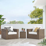 Modway Furniture Convene Outdoor Patio Outdoor Patio 3-Piece Furniture Set Cappuccino White 35 x 76 x 33.5