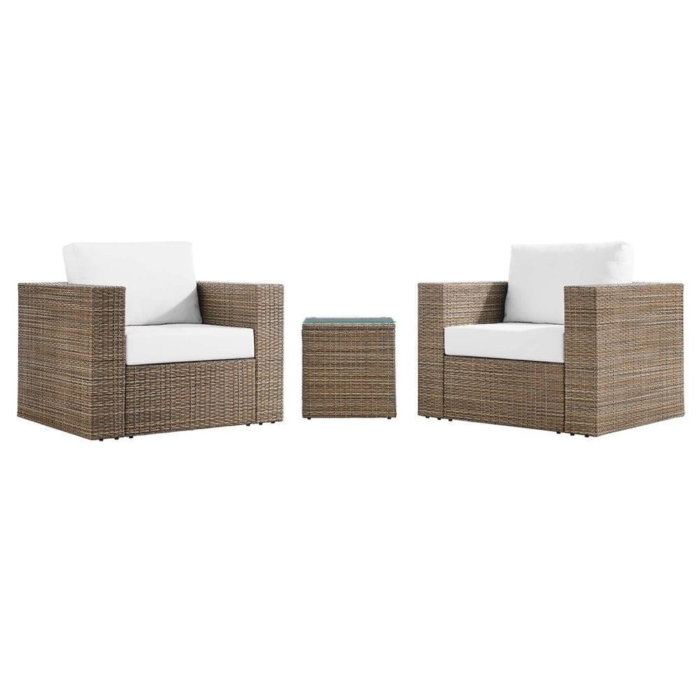 Modway Furniture Convene 3-Piece Outdoor Patio Furniture Set - Stylish, Weather-Resistant Rattan with Cushions & Table Cappuccino White EEI-6327-CAP-WHI