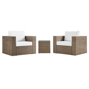 Modway Furniture Convene 3-Piece Outdoor Patio Furniture Set - Stylish, Weather-Resistant Rattan with Cushions & Table Cappuccino White EEI-6327-CAP-WHI