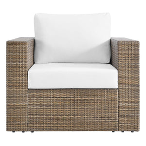 Modway Furniture Convene 3-Piece Outdoor Patio Furniture Set - Stylish, Weather-Resistant Rattan with Cushions & Table Cappuccino White EEI-6327-CAP-WHI
