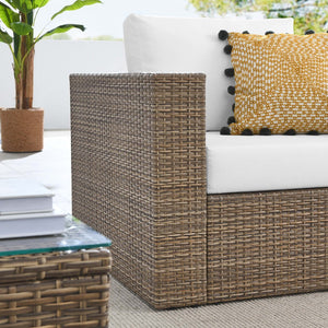 Modway Furniture Convene 3-Piece Outdoor Patio Furniture Set - Stylish, Weather-Resistant Rattan with Cushions & Table Cappuccino White EEI-6327-CAP-WHI