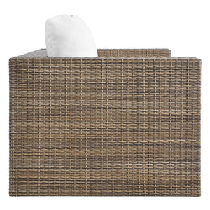 Modway Furniture Convene 4-Piece Weather-Resistant Outdoor Patio Furniture Set with Cushions & Glass Table EEI-6328-CAP-WHI