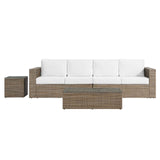 Modway Furniture Convene Outdoor Patio Outdoor Patio 4-Piece Furniture Set Cappuccino White 35 x 113 x 25.5