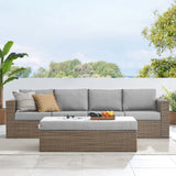 Modway Furniture Convene Outdoor Patio Outdoor Patio Sectional Sofa and Ottoman Set Cappuccino Gray 63.5 x 113 x 25.5