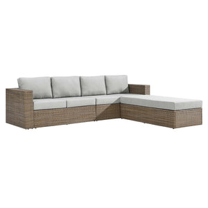 Modway Furniture Convene Outdoor Patio Outdoor Patio Sectional Sofa and Ottoman Set Cappuccino Gray 63.5 x 113 x 25.5