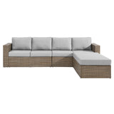 Modway Furniture Convene Outdoor Patio Outdoor Patio Sectional Sofa and Ottoman Set Cappuccino Gray 63.5 x 113 x 25.5