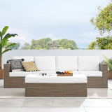 Modway Furniture Convene Outdoor Patio Outdoor Patio Sectional Sofa and Ottoman Set Cappuccino White 63.5 x 113 x 25.5