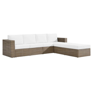 Modway Furniture Convene Outdoor Patio Outdoor Patio Sectional Sofa and Ottoman Set Cappuccino White 63.5 x 113 x 25.5