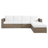 Modway Furniture Convene Outdoor Patio Outdoor Patio Sectional Sofa and Ottoman Set Cappuccino White 63.5 x 113 x 25.5