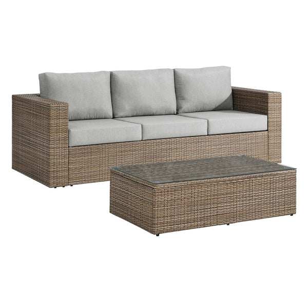 Modway Furniture Convene 2-Piece Outdoor Patio Furniture Set – Modern, Durable, and Comfortable for Effortless Entertaining Cappuccino Gray EEI-6333-CAP-GRY