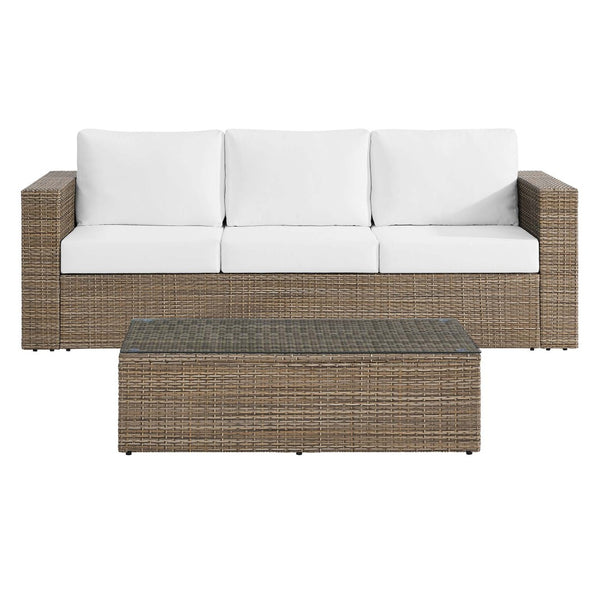 Modway Furniture Convene 2-Piece Outdoor Patio Furniture Set – Modern, Durable, and Comfortable for Effortless Entertaining Cappuccino White EEI-6333-CAP-WHI