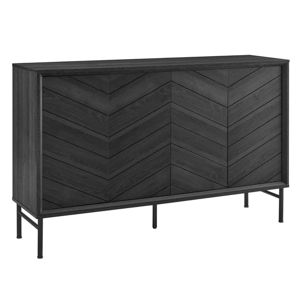Modway Furniture Harper Chevron Sideboard - Modern Storage Solution with Stylish Geometric Design for Any Room Black EEI-6336-BLK