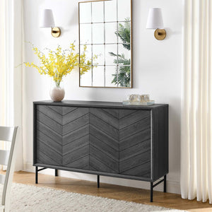 Modway Furniture Harper Chevron Sideboard - Modern Storage Solution with Stylish Geometric Design for Any Room Black EEI-6336-BLK