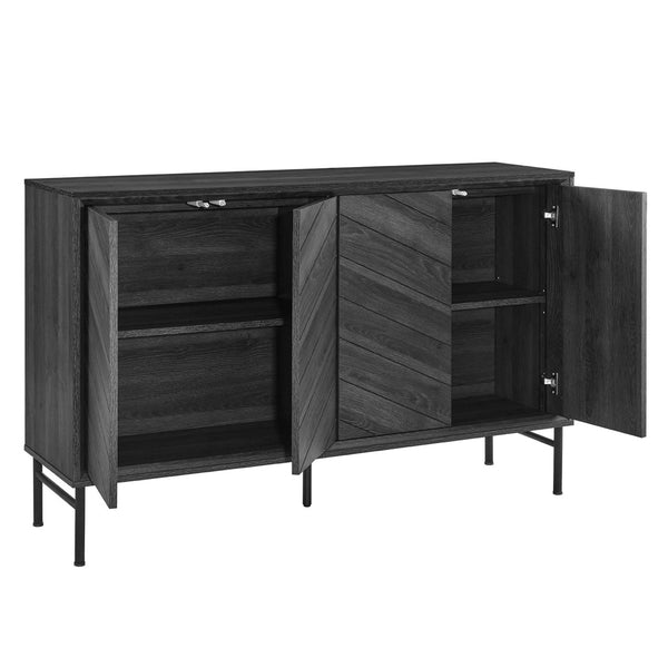 Modway Furniture Harper Chevron Sideboard - Modern Storage Solution with Stylish Geometric Design for Any Room Black EEI-6336-BLK