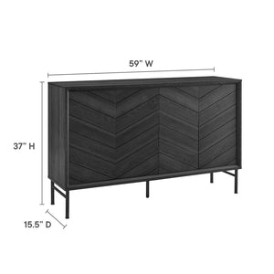 Modway Furniture Harper Chevron Sideboard - Modern Storage Solution with Stylish Geometric Design for Any Room Black EEI-6336-BLK