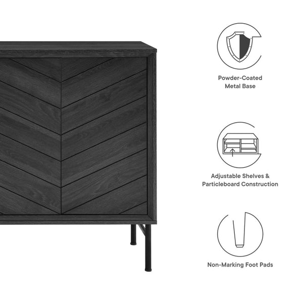 Modway Furniture Harper Chevron Sideboard - Modern Storage Solution with Stylish Geometric Design for Any Room Black EEI-6336-BLK