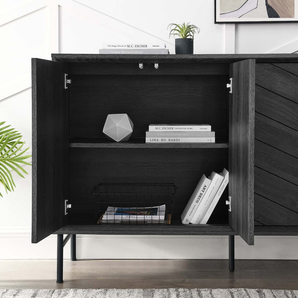 Modway Furniture Harper Chevron Sideboard - Modern Storage Solution with Stylish Geometric Design for Any Room Black EEI-6336-BLK