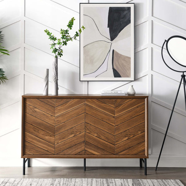 Modway Furniture Harper Chevron Sideboard - Modern Storage Solution with Stylish Geometric Design for Any Room Walnut EEI-6336-WAL