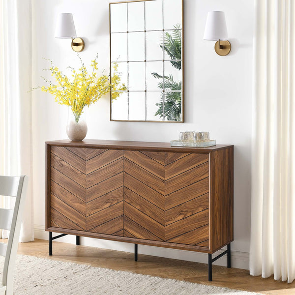 Modway Furniture Harper Chevron Sideboard - Modern Storage Solution with Stylish Geometric Design for Any Room Walnut EEI-6336-WAL