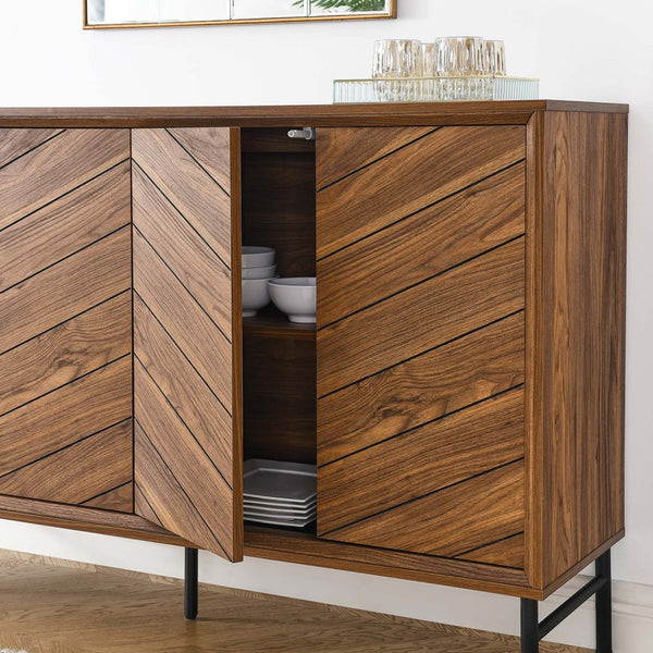 Modway Furniture Harper Chevron Sideboard - Modern Storage Solution with Stylish Geometric Design for Any Room Walnut EEI-6336-WAL