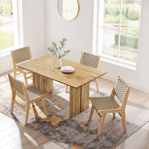 Modway Furniture Amistad 60" Rectangular Wood Dining Table - Handcrafted Mango Wood with Modern Farmhouse Charm Oak EEI-6338-OAK