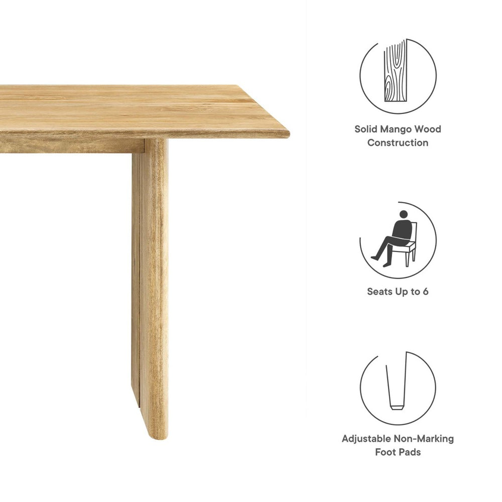 Modway Furniture Amistad 60" Rectangular Wood Dining Table - Handcrafted Mango Wood with Modern Farmhouse Charm Oak EEI-6338-OAK