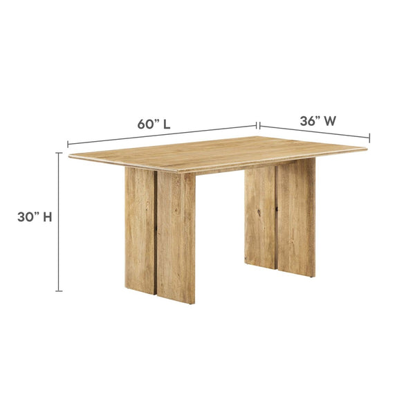 Modway Furniture Amistad 60" Rectangular Wood Dining Table - Handcrafted Mango Wood with Modern Farmhouse Charm Oak EEI-6338-OAK