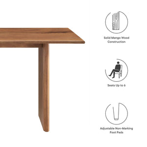 Modway Furniture Amistad 60" Rectangular Wood Dining Table - Handcrafted Mango Wood with Modern Farmhouse Charm Walnut EEI-6338-WAL